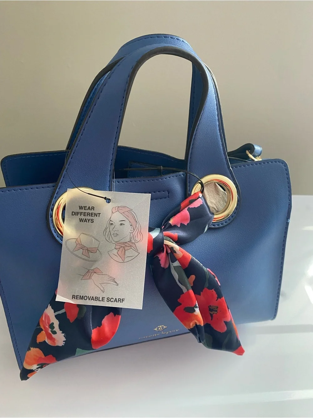 Nanette Lepore Navy Blue Tote with Floral Scarf